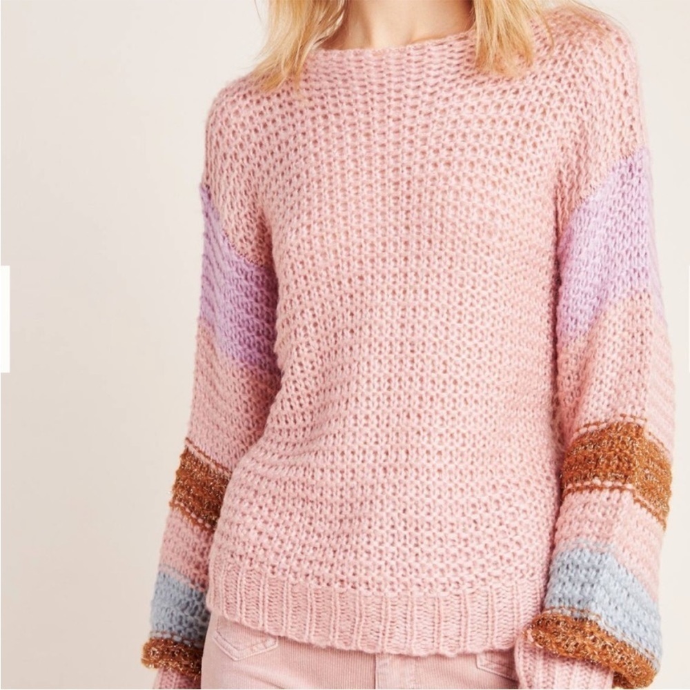 Heartloom Pullover Loose Knit Pink Sweater